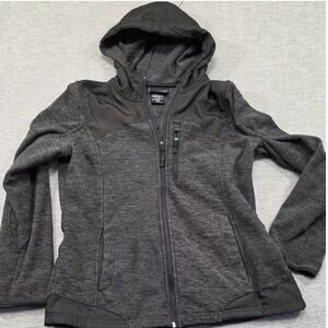 Snozu Performance Mens Full Zip Hoodie Gray Heathered Fleece Jacket Large L